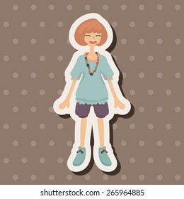 lady girl cartoon theme elements vector,eps