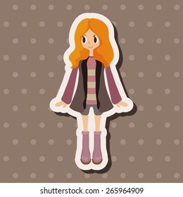 lady girl cartoon theme elements vector,eps