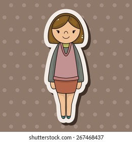 lady girl cartoon theme elements vector,eps