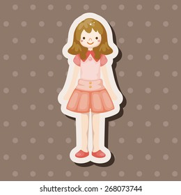 lady girl cartoon theme elements