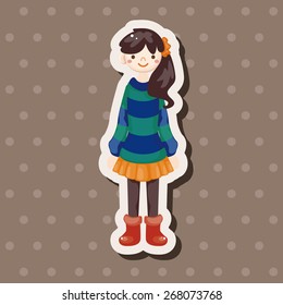 lady girl cartoon theme elements