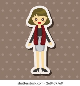 lady girl cartoon theme elements