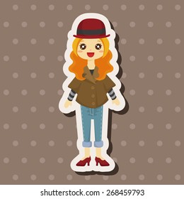 lady girl cartoon theme elements