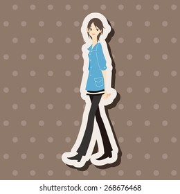 lady girl cartoon theme elements vector,eps