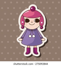 lady girl cartoon theme elements