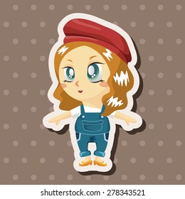 lady girl cartoon theme elements