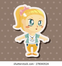 lady girl cartoon theme elements