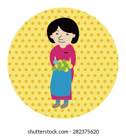 lady girl cartoon theme elements