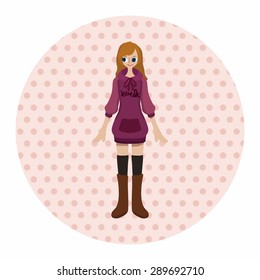 lady girl cartoon theme elements