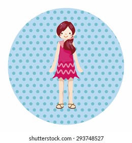 lady girl cartoon theme elements