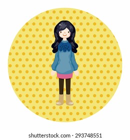 lady girl cartoon theme elements