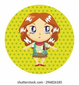lady girl cartoon theme elements