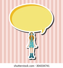 lady girl cartoon theme elements