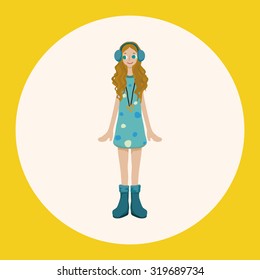 lady girl cartoon theme elements