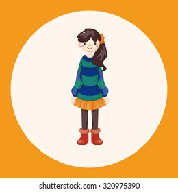 lady girl cartoon theme elements