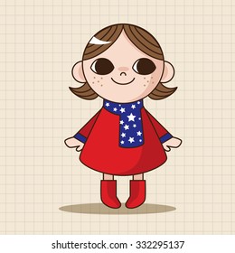 lady girl cartoon theme elements