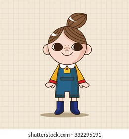 lady girl cartoon theme elements