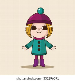 lady girl cartoon theme elements