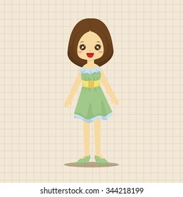 lady girl cartoon theme elements