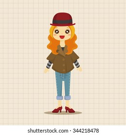 lady girl cartoon theme elements