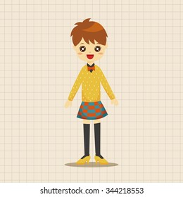 lady girl cartoon theme elements