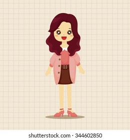 lady girl cartoon theme elements