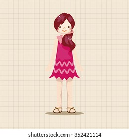lady girl cartoon theme elements
