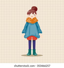 lady girl cartoon theme elements