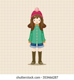 lady girl cartoon theme elements