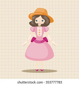 lady girl cartoon theme elements