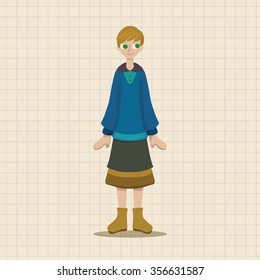 lady girl cartoon theme elements