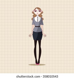 lady girl cartoon theme elements