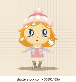 lady girl cartoon theme elements