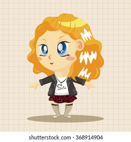 lady girl cartoon theme elements