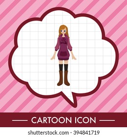 lady girl cartoon theme elements