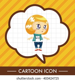 lady girl cartoon theme elements