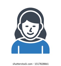 lady glyph colour vector icon