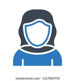 lady glyph colour vector icon