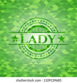  Lady green emblem. Mosaic background