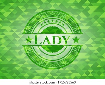 Lady green emblem. Mosaic background. Vector Illustration. Detailed. 