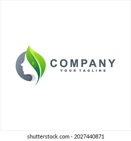 lady green gradient logo design