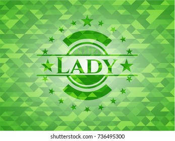 Lady green mosaic emblem