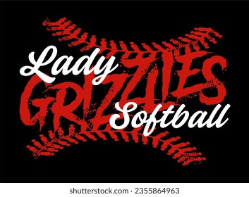 diseño del equipo de softball lady grizzlies para deportes en la escuela, universidad o liga