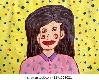 Lady hand drawn in cartoon style,colorful color,fashion art design