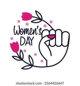 Lady Hand Power Women's Day Icon.