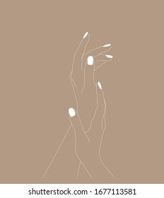Lady hands vector. Hands lines icons in a realistic poses. Yoga sign, vector set illustration symbol icon