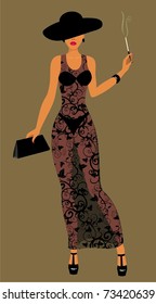 lady in a hat with cigarette