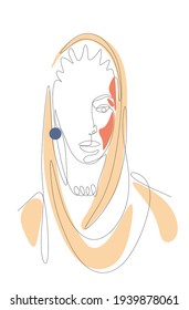 The lady in the hat is drawn in a single line.  Spa services.Beauty salon. Drawing a single line. Minimalism. Print for T-shirts, for coloring. minimalist poster line, m