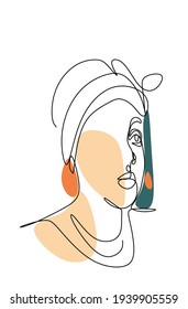 La dama del sombrero se dibuja en una sola línea. Servicios de spa. Salón de belleza. Dibujar una sola línea. Minimalismo. Imprimir para camisetas, para colorear. línea de afiches minimalista, escritura moderna abstracta de arte femenino