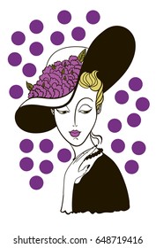 Lady in a hat with flowers